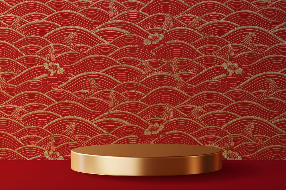3D Chinese product display background with podium