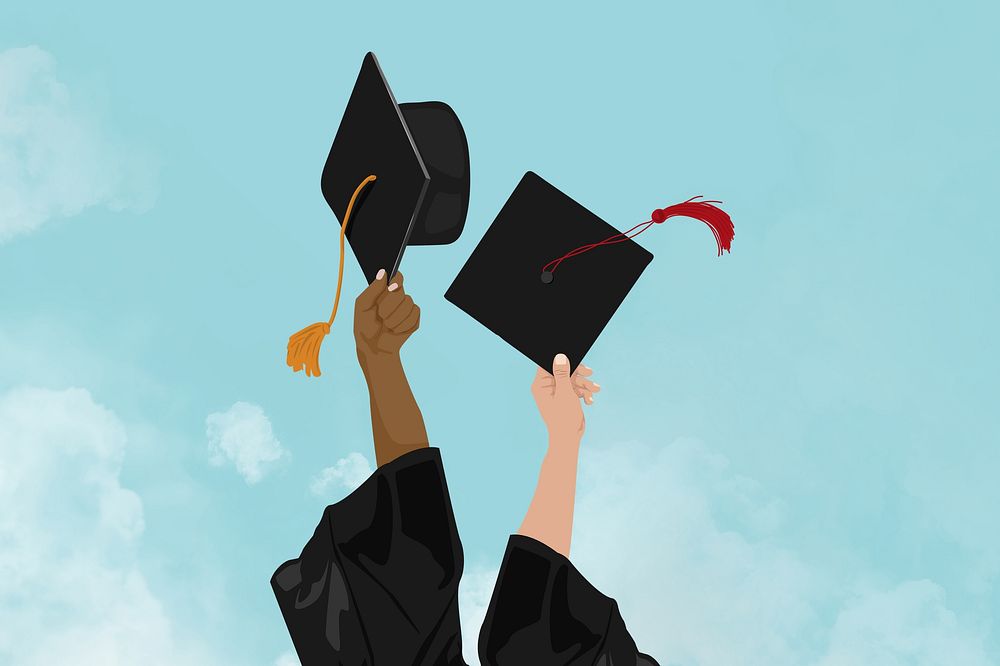 Education graduation, aesthetic illustration, design resource