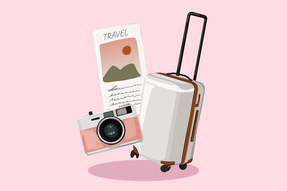 Travel essentials, aesthetic illustration, design resource