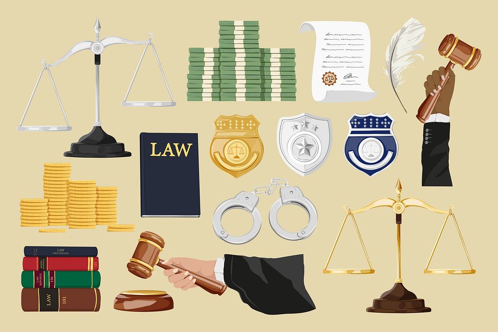 Legal collection, set aesthetic illustration