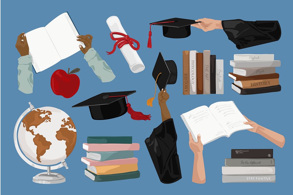 Education collection, set aesthetic illustration