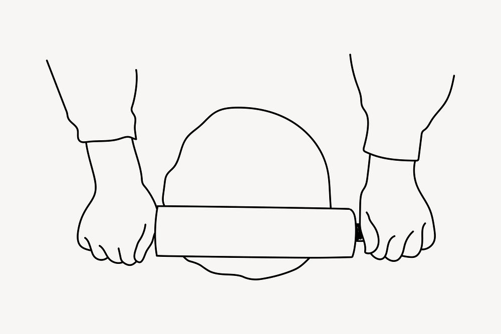 Rolling dough doodle illustration vector