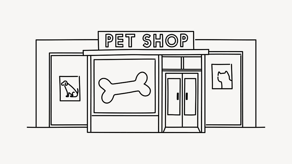 Pet shop front view doodle illustration design