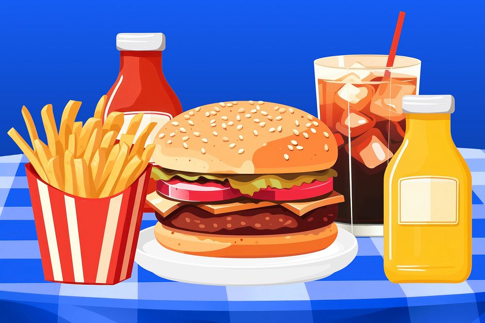 Burger and soda aesthetic vector | Free Photo Illustration - rawpixel