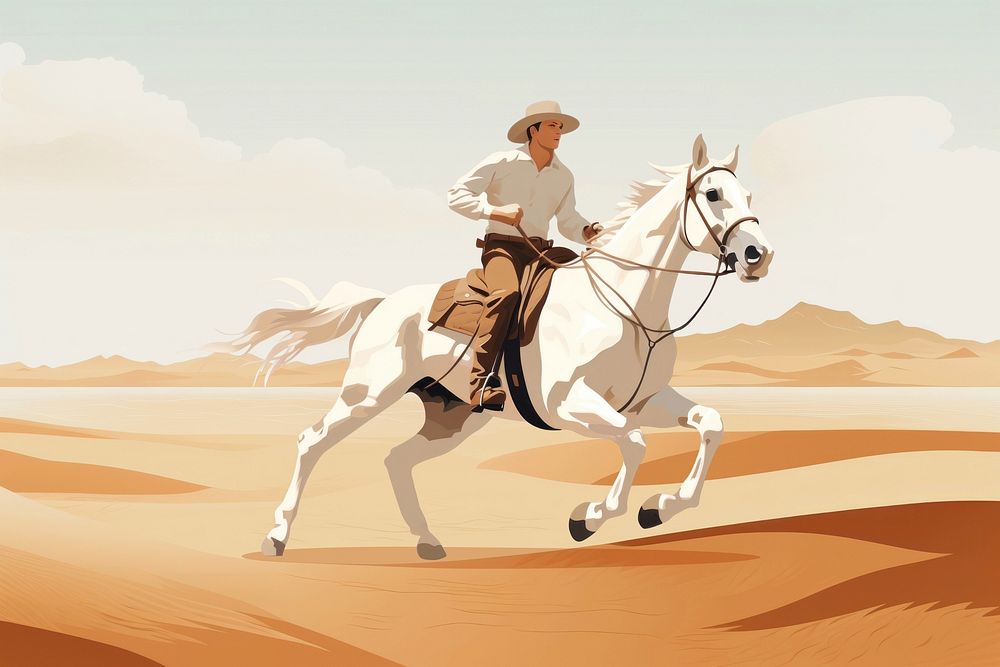 Cowboy riding horse, aesthetic illustration remix