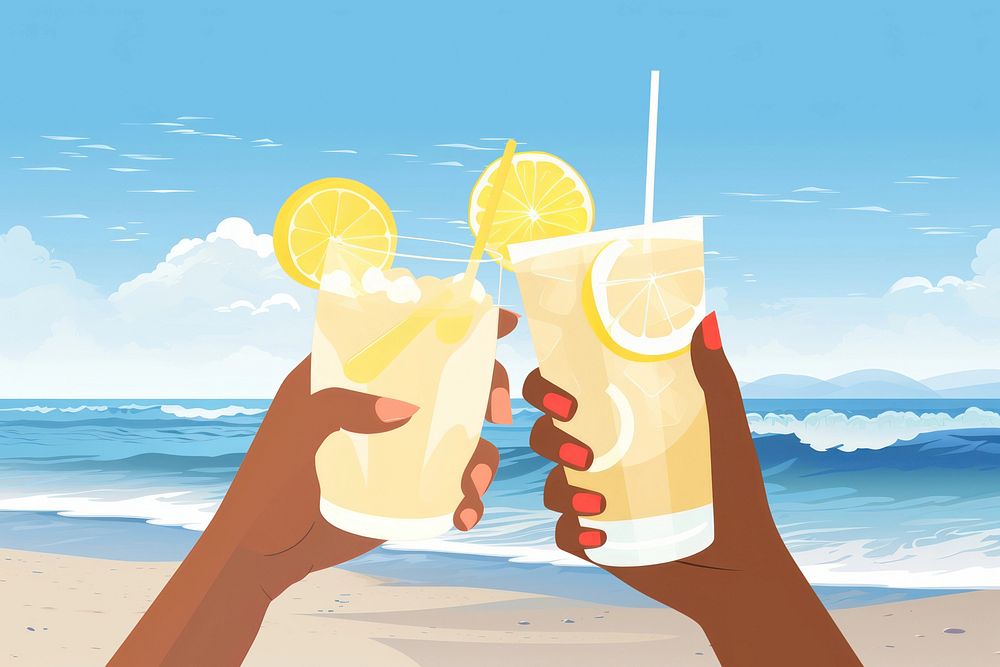 Lemonade drinks, aesthetic illustration remix