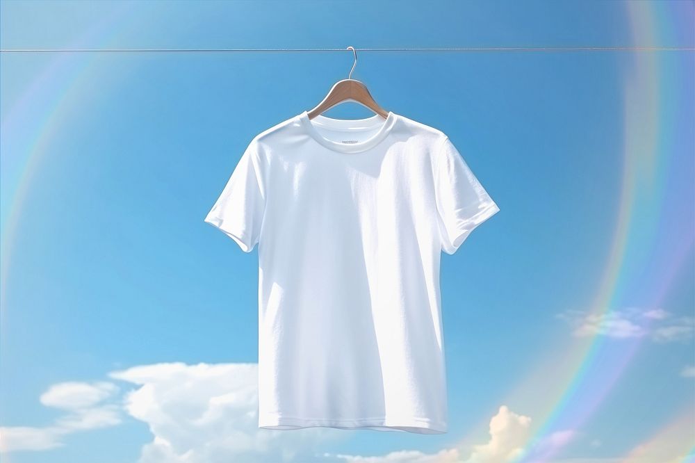 White T-shirt with rainbow lens flare effect