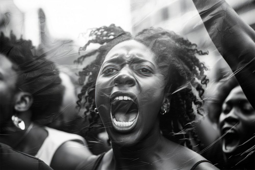 African American woman at protest