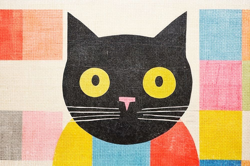 Cat painting with canvas textured