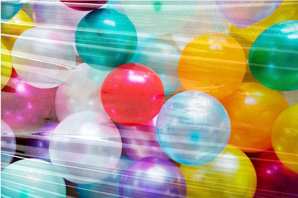 Balloons with plastic wrap effect