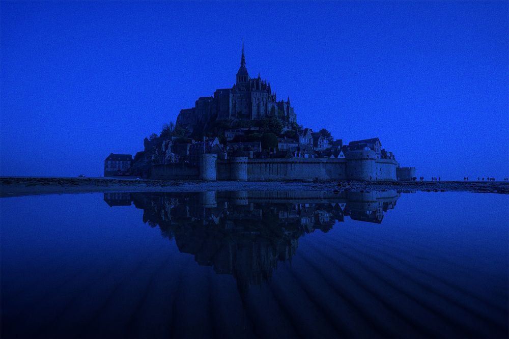 Mont-Saint-Michel with blue photo filter