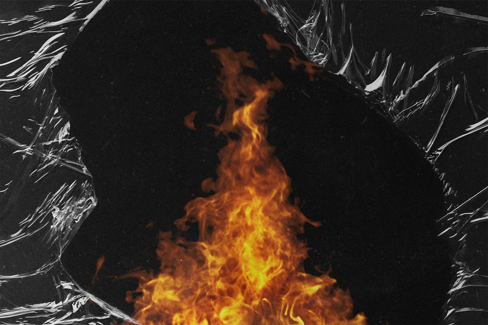 Fire on black with plastic wrap effect