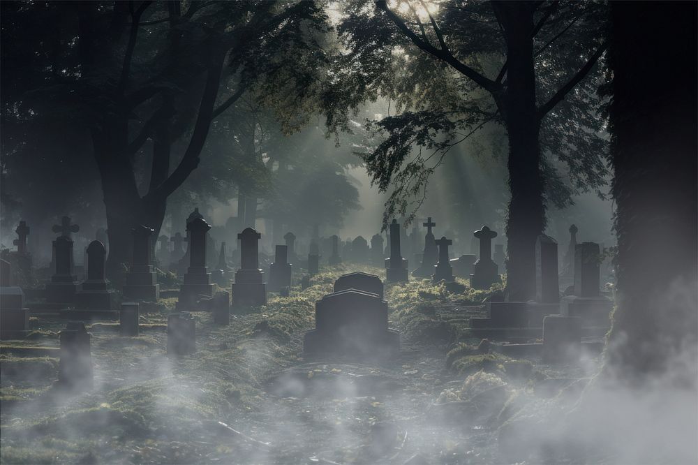 Graveyard photo with mist effect