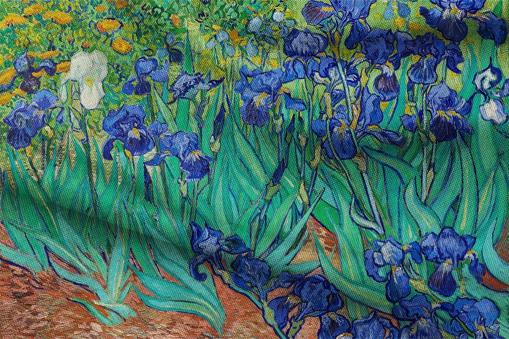 Van Gohg's iris painting, fabric texture