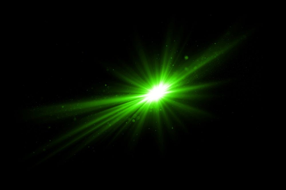 Green sunburst lens flare effect psd