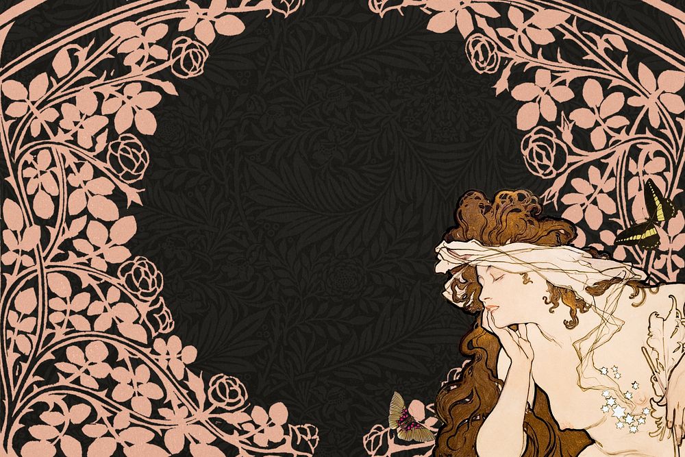 Salon des Cent background, Alphonse Mucha's famous artwork. Remixed by rawpixel.