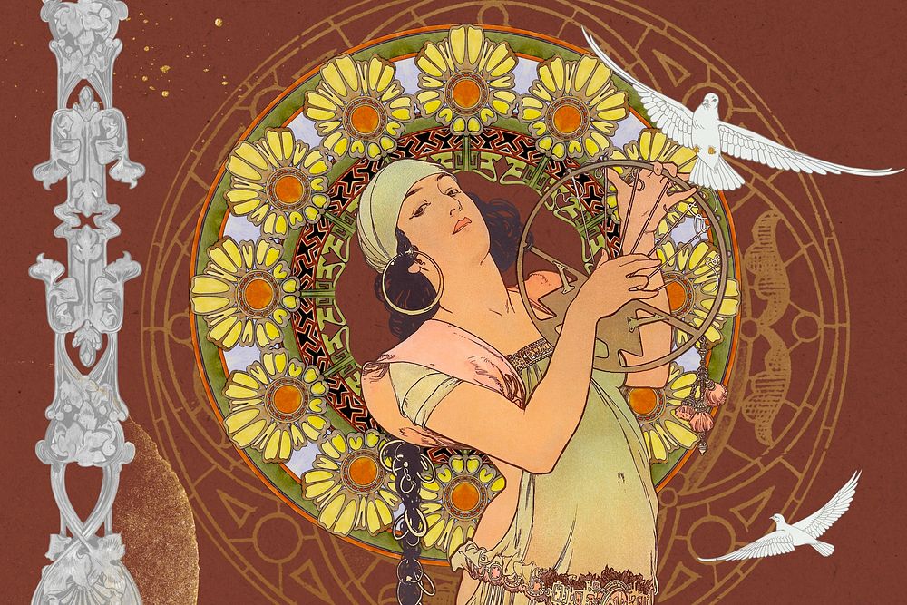 Alphonse Mucha's Salom&eacute;, vintage art nouveau illustration. Remixed by rawpixel.