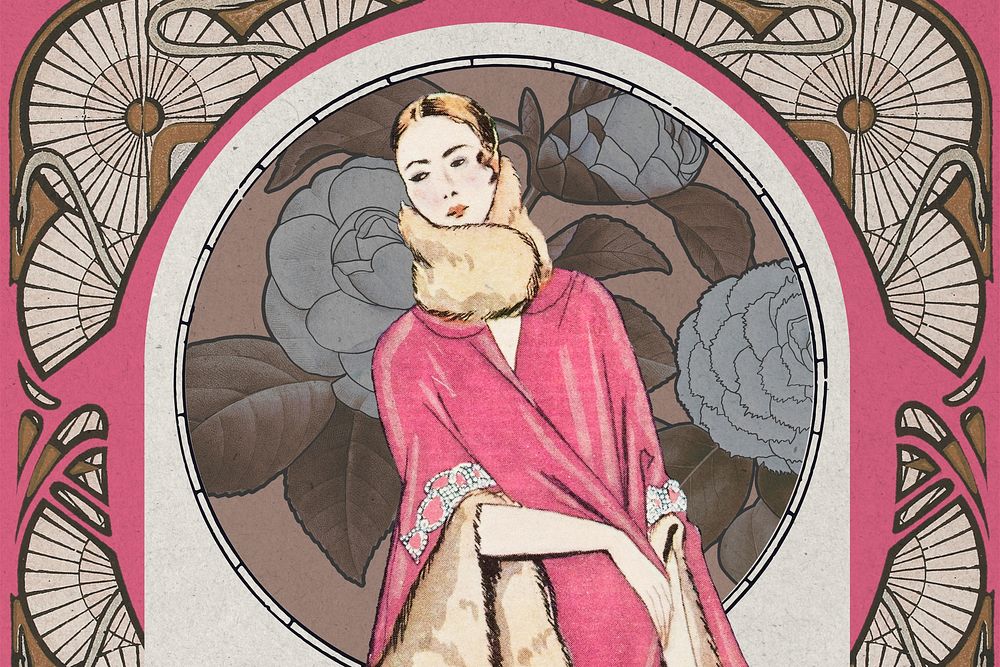 19th century woman, George Barbier's fashion illustration. Remixed by rawpixel.