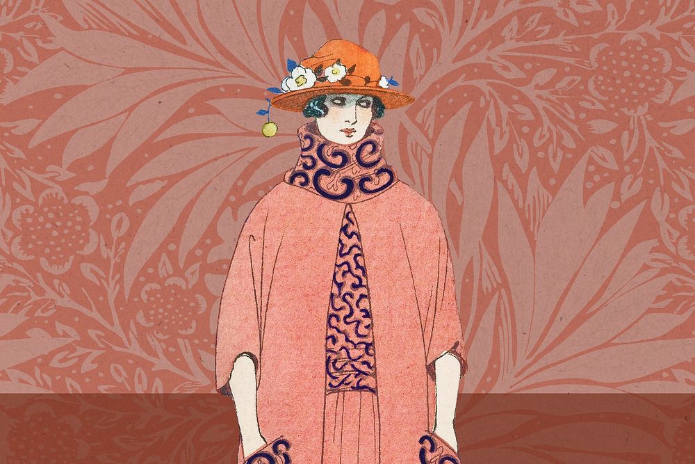 19th century woman, George Barbier's fashion illustration. Remixed by rawpixel.