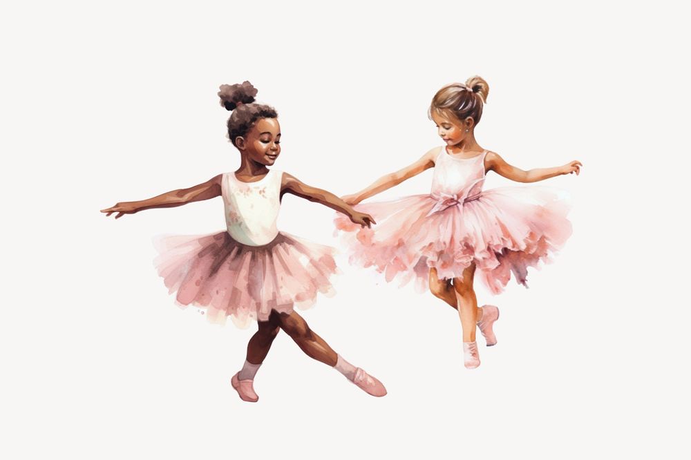 Little ballerinas, watercolor illustration remix