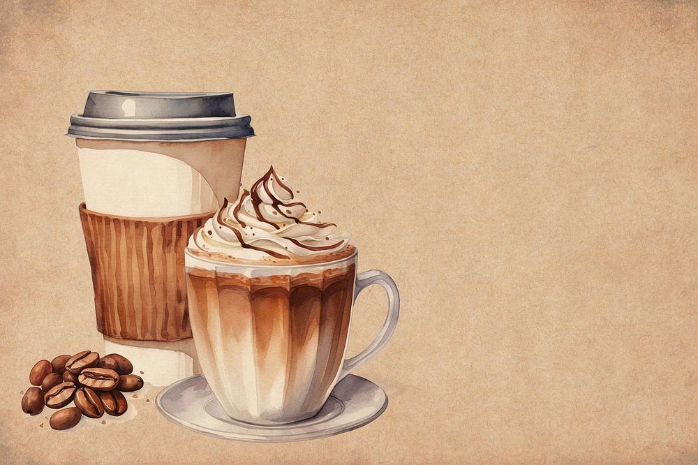 Watercolor coffee aesthetic background remix