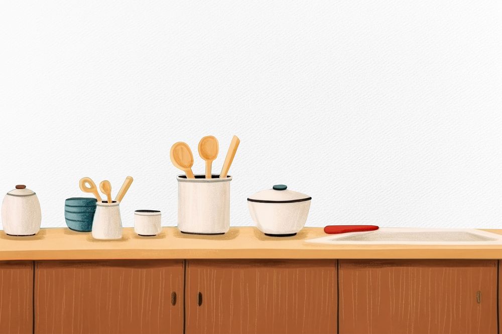 Kitchen counter border, digital art Premium PSD rawpixel