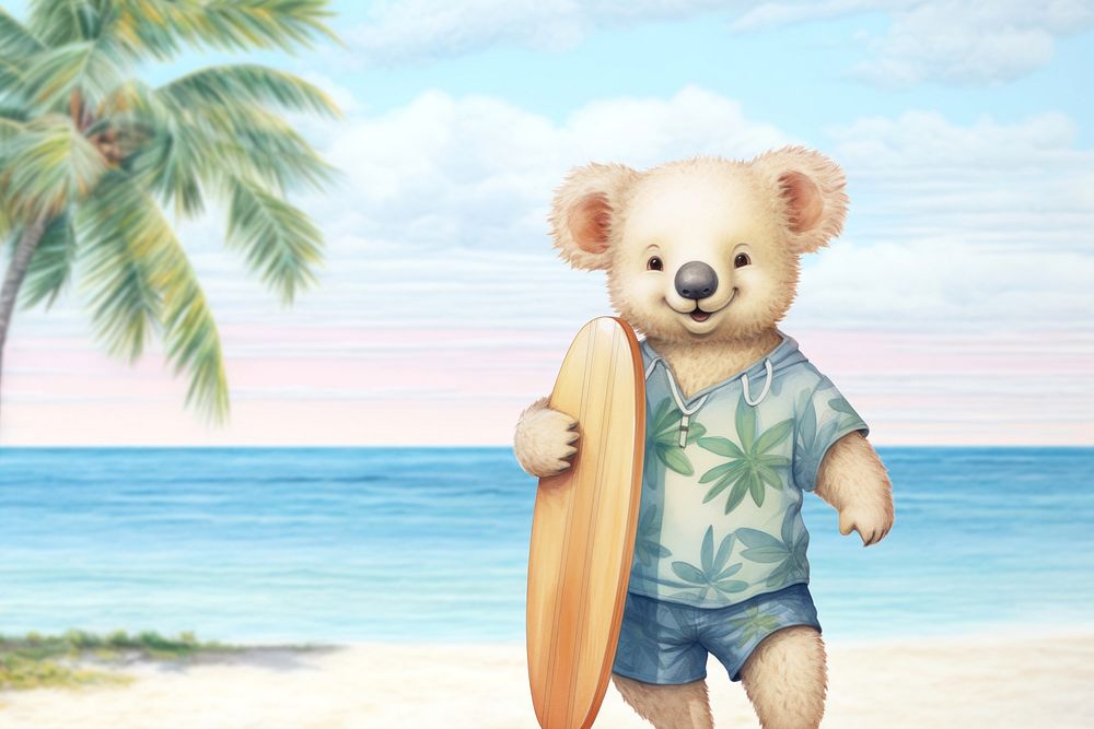 Surfer koala bear, digital art remix