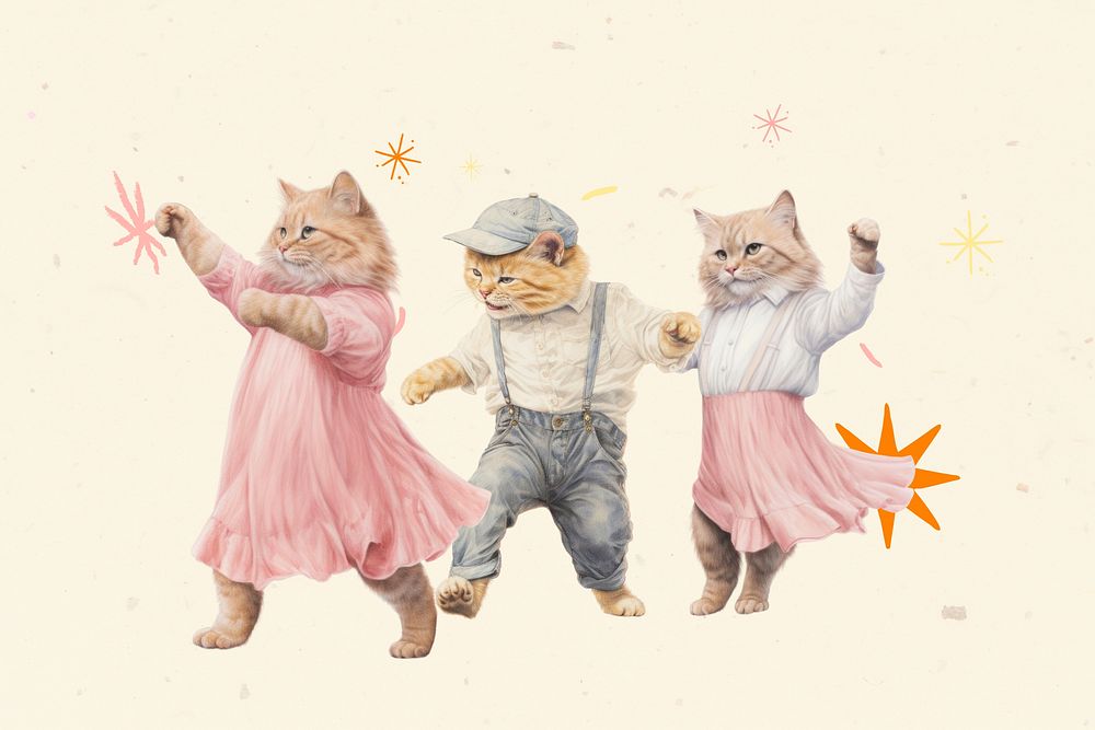Cute little cats, digital art remix