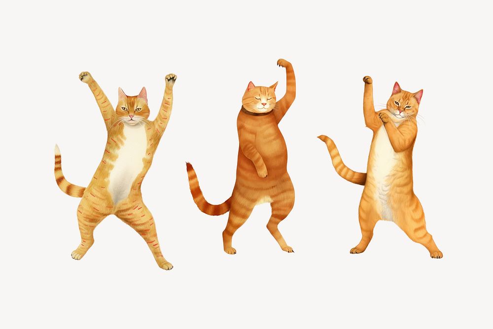 Dancing cat at party, digital art remix