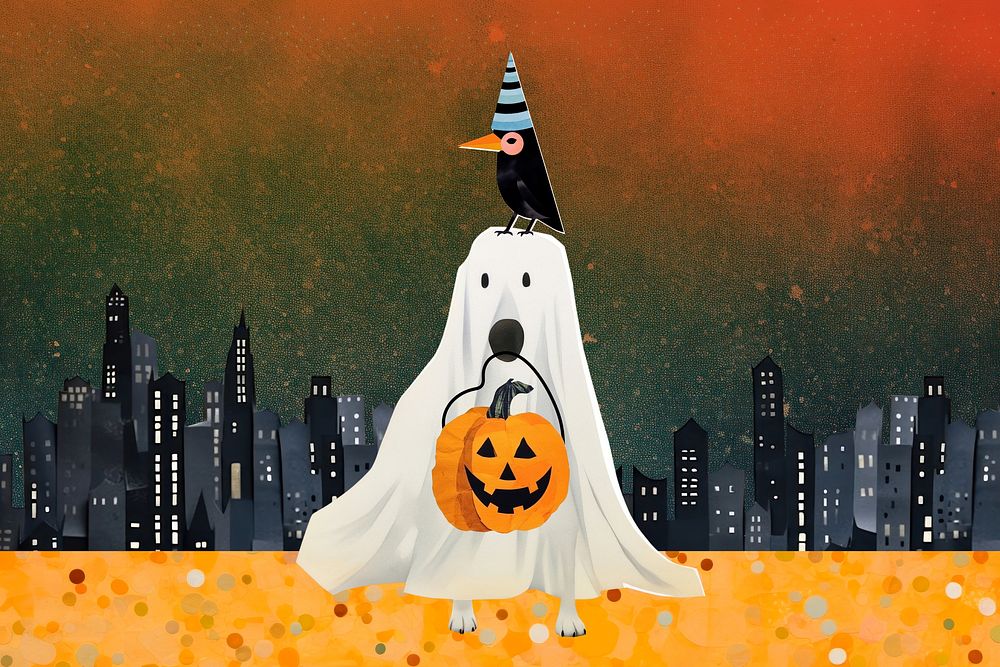 Halloween white ghost, paper craft remix