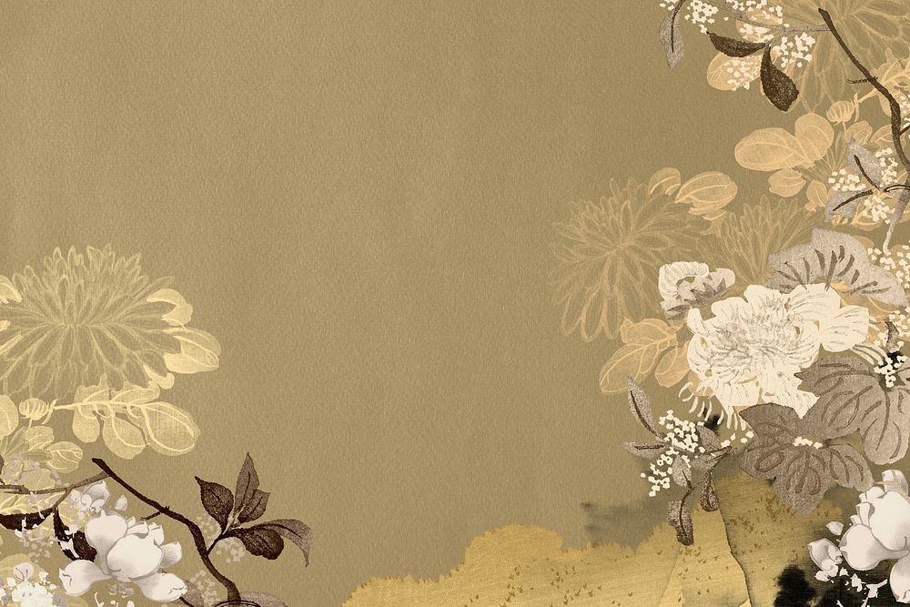 Japanese Autumn flowers ink art background remixed by rawpixel.