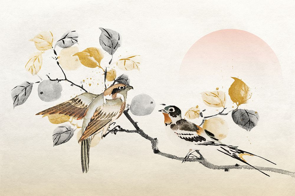Vintage Japanese bird illustration remixed by rawpixel.
