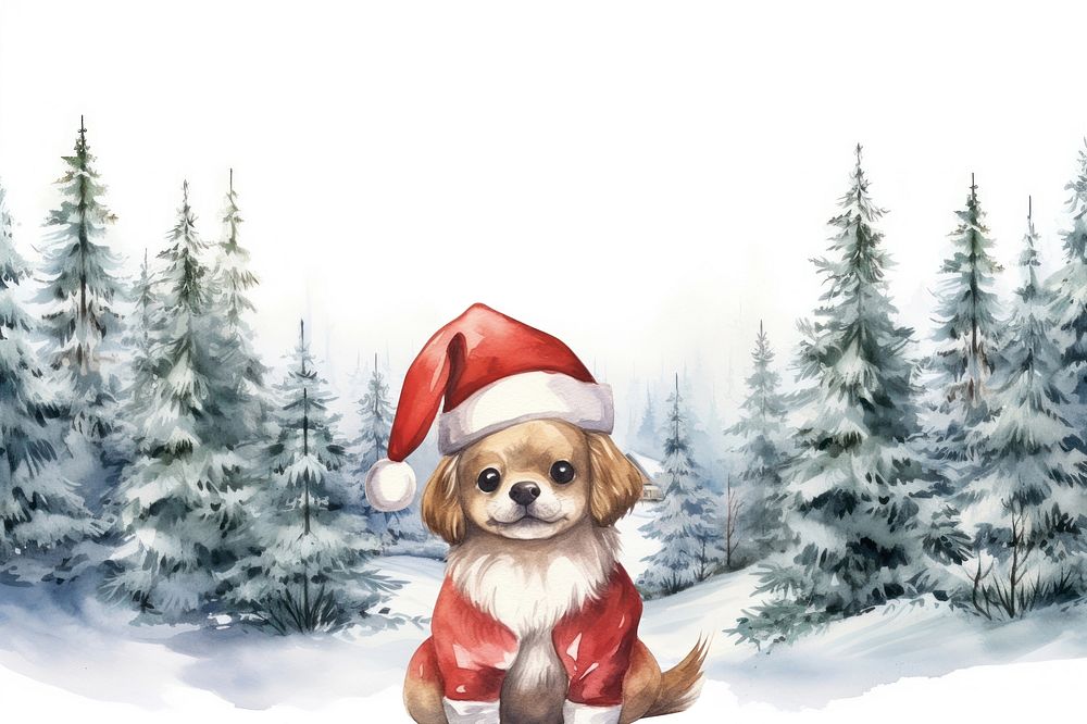 Cartoon Christmas celebration watercolor animal character illustration