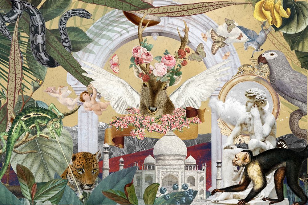 Vintage fantasy animal collage collage | Free Photo Illustration - rawpixel