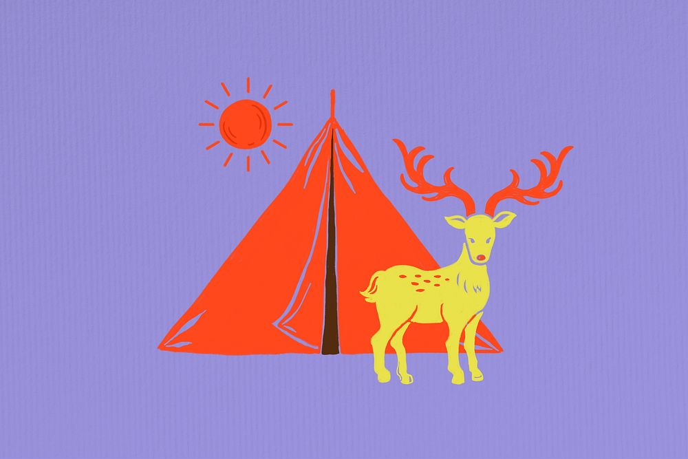 Deer  retro travel illustration