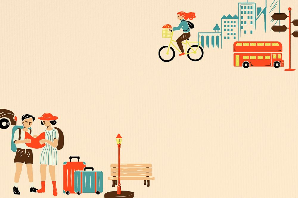  City travel background, retro illustration 