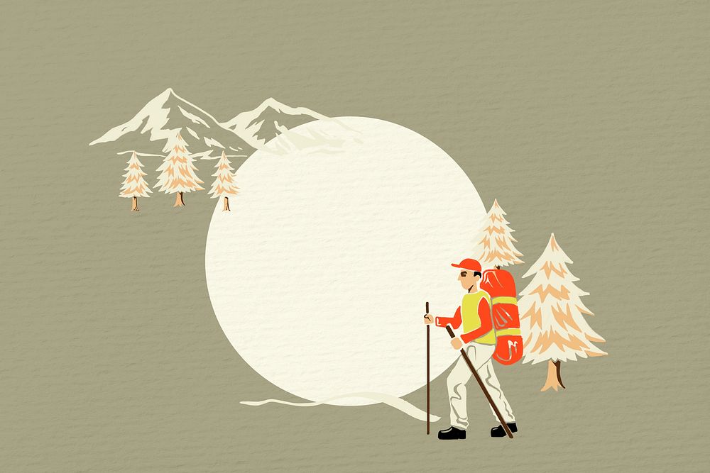  Winter travel frame background, retro illustration