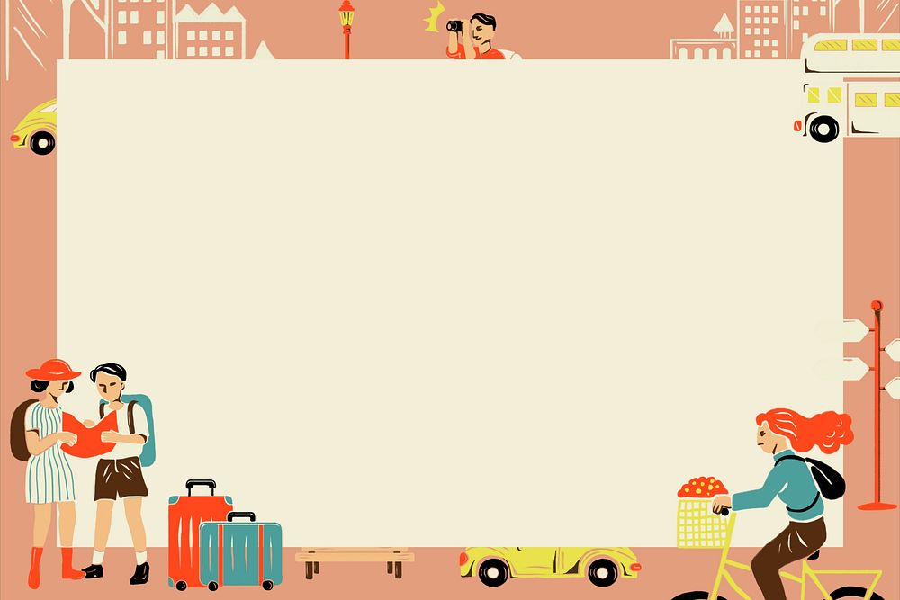  City travel frame background, retro illustration 