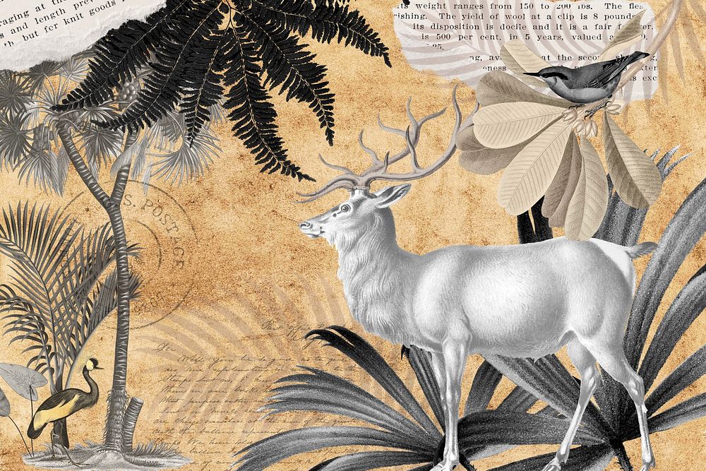 Stag deer background, vintage animal illustration. Remixed by rawpixel.