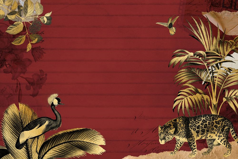 Golden jaguar background, vintage animal illustration. Remixed by rawpixel.