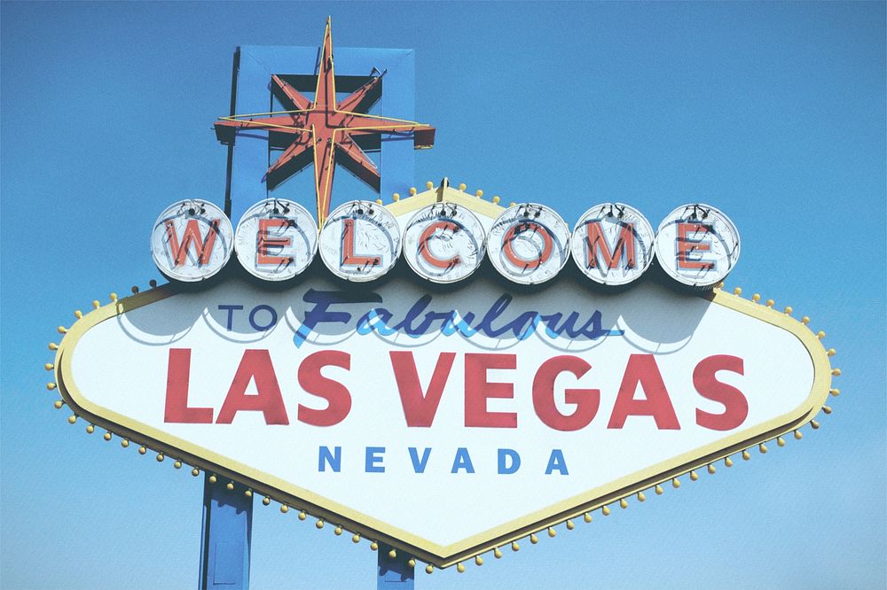 Las Vegas sign photo with vintage effect