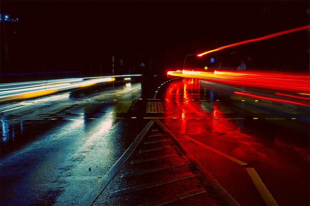 Night street photo with retro effect