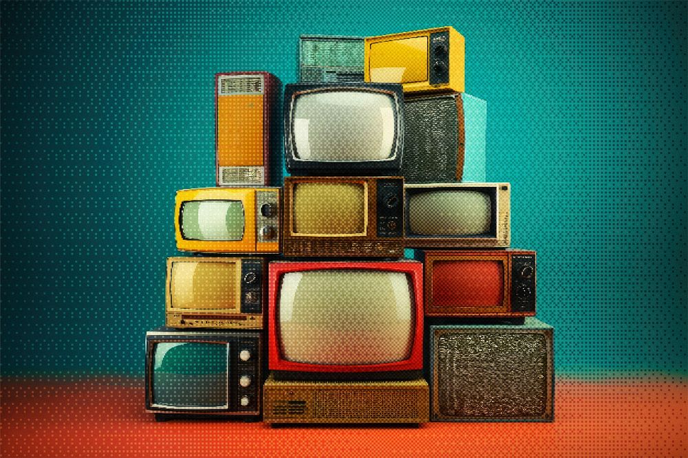 Old televisions photo with retro effect
