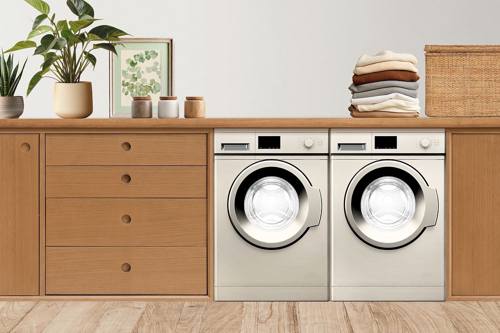 Aesthetic laundry room, home interior