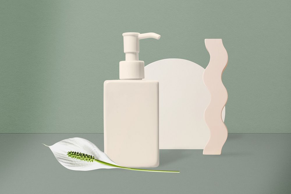 White lotion pump bottle with design space