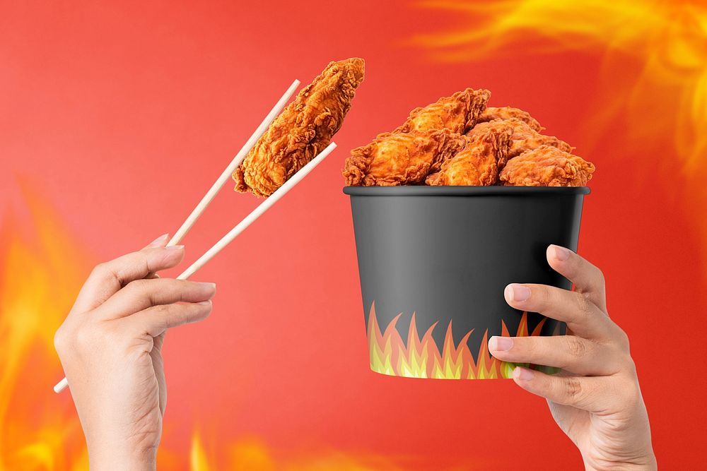 Chicken wings bucket, fast food photo