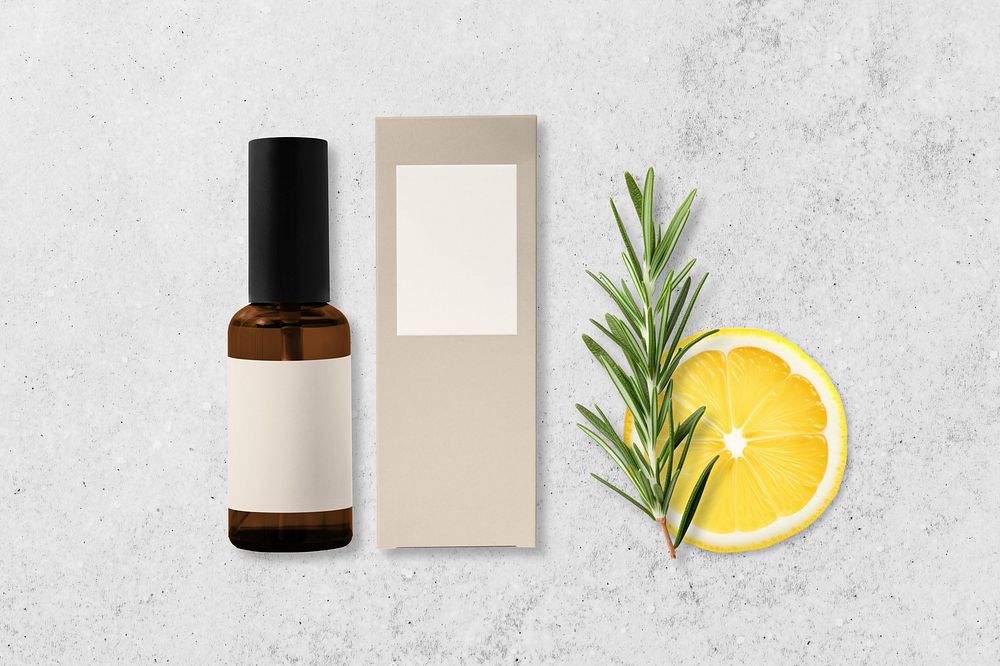 Skincare bottle label and box