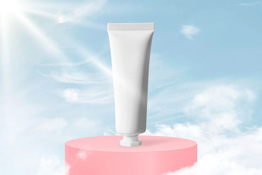 White skincare tube with blank space
