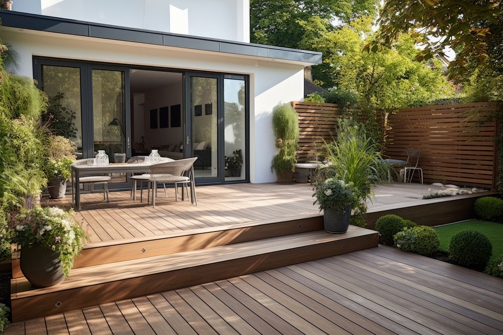 Patio deck wood architecture. 