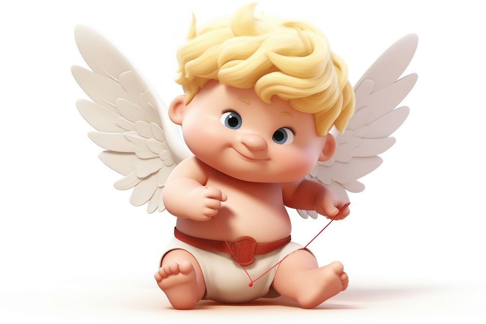 Blond chubby cupid cute doll baby. AI generated Image by rawpixel.